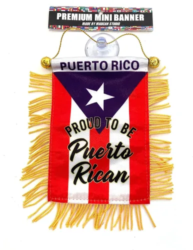 Vista 7 de Banderas de Puerto Rico para accesorios de coches pegatinas pegatinas Puerto Rico de calidad hecha banderas para autos pequeña mini Banner colgante