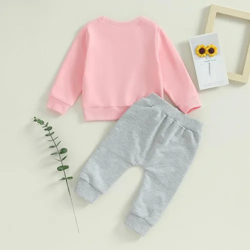 Vista 4 de Conjunto de sudadera con letras de leopardo para recién nacido, ropa de otoño e invierno