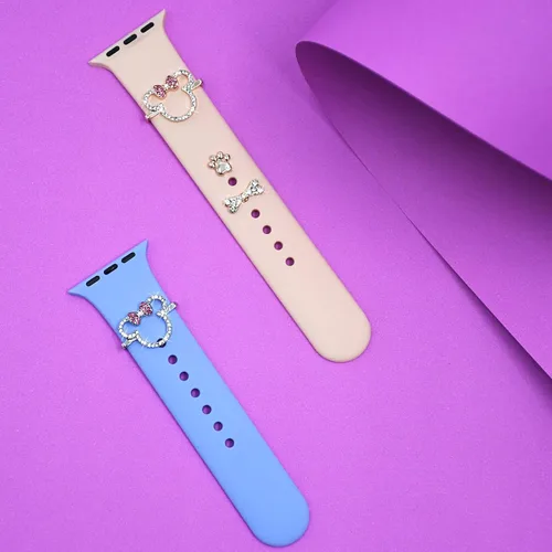 Vista 5 de Correa de reloj decorativa compatible con Iwatch Series 6 5 4 3 2 1 anillos decorativos de metal para SmartWatch Band 1.496 in, 1.575 in, 1.654 in
