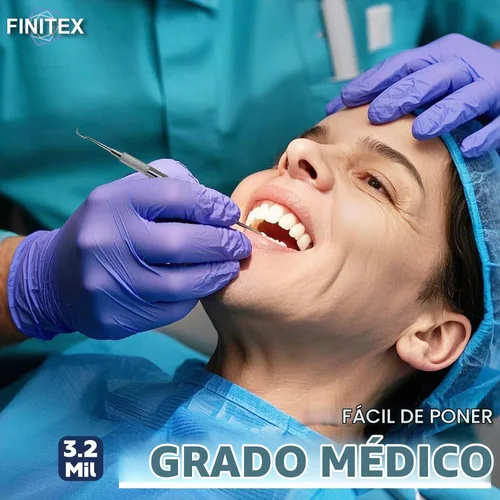 Vista 3 de FINITEX Guantes de examen de nitrilo azul hielo, sin polvo, 1000 guantes de limpieza médica y del hogar