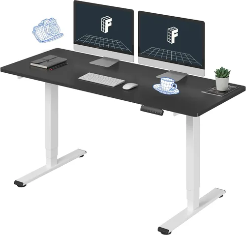Vista 40 de FLEXISPOT E6 - Escritorio de pie eléctrico de 3 etapas con motor dual, 48 x 24, para usar sentado o de pie, soporta 220 lbs, altura ajustable