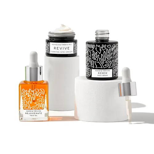 Vista 2 de Naked & Thriving Rutina nocturna restauradora Suero de noche Renovado (1.0 fl oz) + crema de ojos Revive (0.5 fl oz) + aceite facial rejuvenecedor