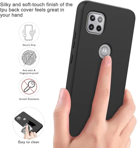 Vista 6 de V/A - Funda para Motorola One 5G Ace con protector de pantalla integrado, protección de cuerpo completo a prueba de golpes, parachoques delantero