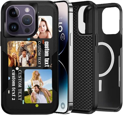 Vista 12 de Funda magnética personalizada para iPhone 17 Air 16 15 14 Pro Max Plus 13 12 11, personaliza el nombre del texto de la foto y imagen, imanes fuertes