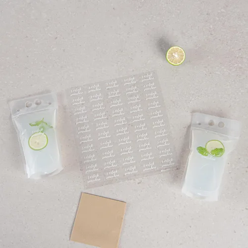 Vista 6 de Restaurantware - Etiquetas para botellas de jugo en algún lugar de 1.9 x 1 pulgada, 100 etiquetas autoadhesivas para botellas, resistentes a