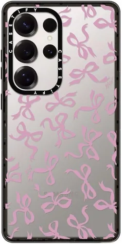 Vista 113 de CASETiFY Funda de impacto para Galaxy S22+ - Adhesivo Aries Moross, color negro transparente