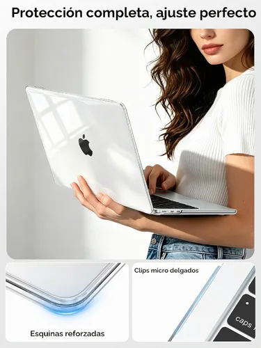 Vista 4 de EooCoo Funda para MacBook Air de 15 pulgadas M5 M4 M3 M2 2026-2023 Cristal transparente