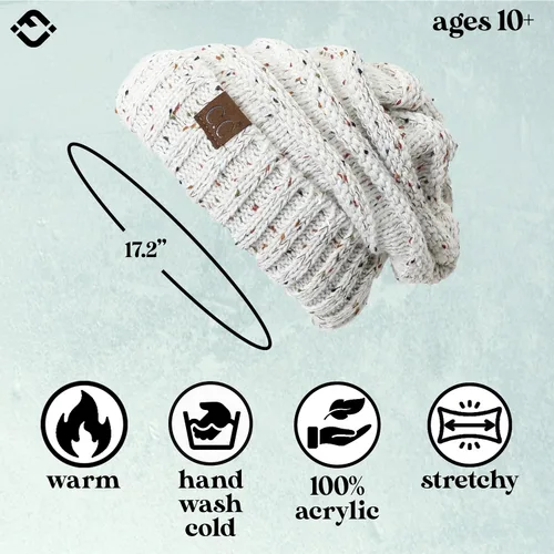 Vista 138 de Funky Junque Gorro de moda de punto trenzado de talla extragrande, grueso, abrigado, suave y holgado