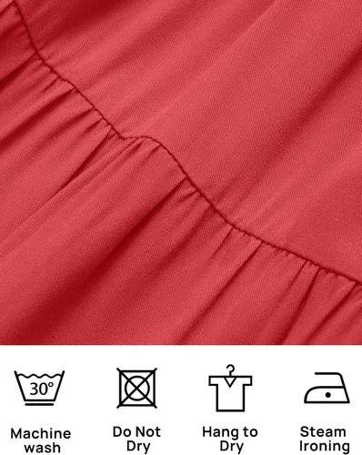 Vista 7 de ZESICA - Vestido por debajo de la rodilla para mujer, diseño informal y escalonado de manga corta, con cuello redondo y cintura elástica fruncida