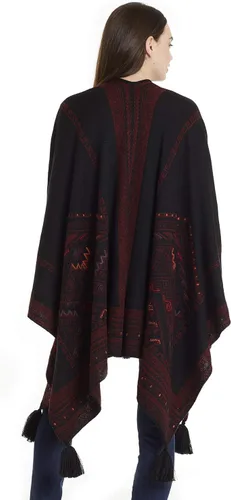Vista 6 de Invisible World Womens Ruana Reversible Baby Alpaca Wool Poncho Kilim