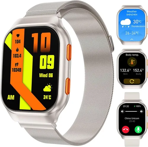 Vista 9 de Relojes inteligentes para hombres, reloj inteligente de seguimiento de actividad física para teléfonos Android/compatible con iPhone, reloj AMOLED