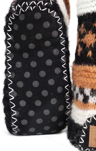 Vista 5 de Tibetan Socks Hand Knit Wool Fleece Lined Long Slipper Socks with Non Slip Soles
