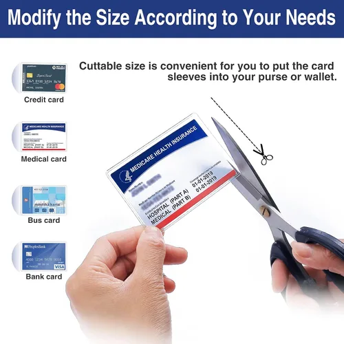 Vista 7 de Sooez Paquete de 5 fundas protectoras para tarjetas de Medicare, 12 mil, PVC transparente, suave, resistente al agua, fundas protectoras