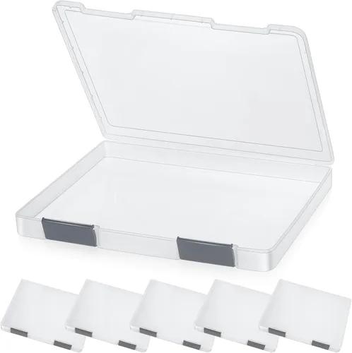 Vista 11 de PerKoop - Caja de almacenamiento de papel transparente, 6 unidades, 12.4 x 9.84 x 1.18 pulgadas, color negro