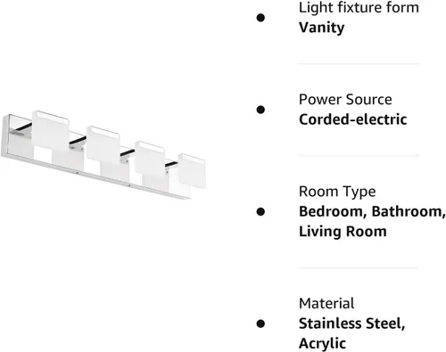 Vista 8 de Ralbay Luces de tocador modernas 4 luces LED modernas para tocador de baño, lámpara de pared sobre espejo