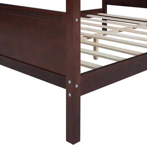 Vista 9 de Harper & Bright Designs Marco de cama moderno tamaño Queen, plataforma de madera con cabecera y estribo, soporte de listones, no necesita somier
