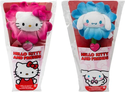 Vista 2 de Hello Kitty® and Friends 14-inch Plush Flower 2 Pack - Hello Kitty® & Cinnamoroll™ with Bendable Stems - Giftable Packaging - Officially Licensed
