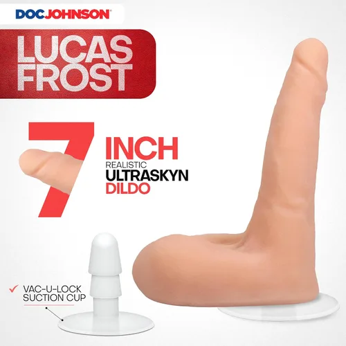 Vista 2 de Doc Johnson Serie Signature – Lucas Frost – Consolador ULTRASKYN de 7 pulgadas con ventosa extraíble Vac-U-Lock – Compatible con máquina F y arnés
