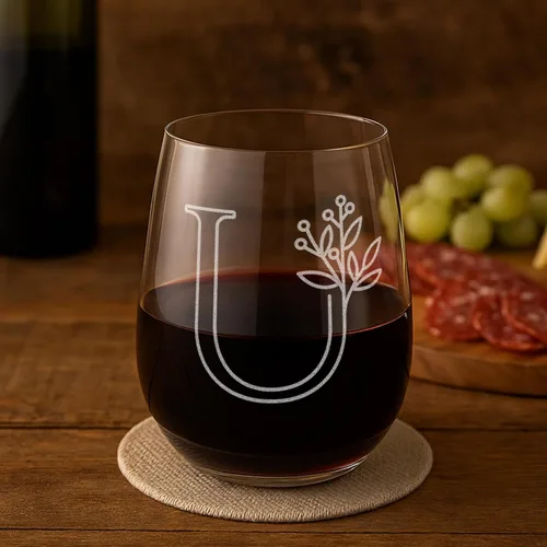 Vista 19 de On The Rox Drinks Regalos con monograma para mujeres y hombres – Letra A-Z inicial grabada monograma sin tallo, copa de vino – Regalos de vino