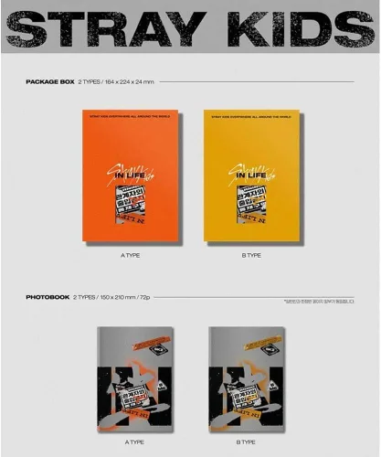 Vista 2 de Stray Kids En la vida 1er álbum reempaquetado normal 2 versión Set CD+72p PhotoBook+2p PhotoCard+1p Postal+Mensaje PhotoCard Set+Seguimiento Kpop