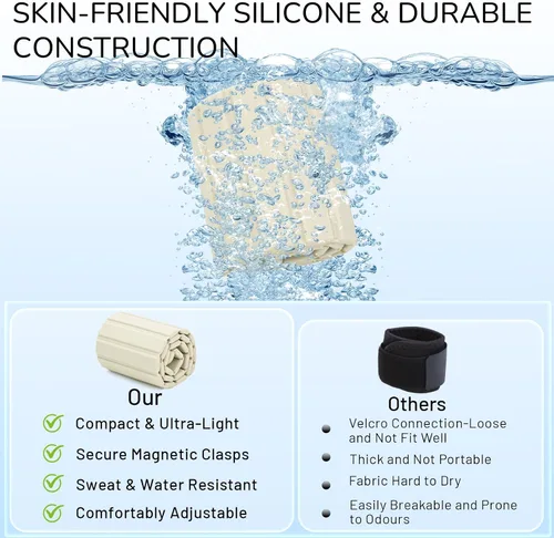 Vista 3 de Pesas de tobillo y muñeca para mujeres y hombres, diseño magnético ultrafino ajustable, silicona agradable a la piel con bloques de acero para yoga