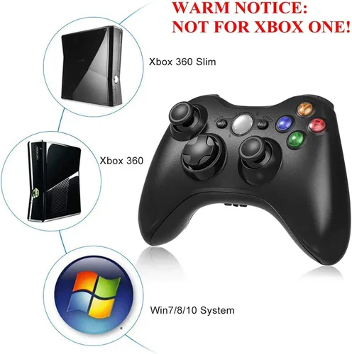 Vista 3 de Etpark Xbox 360 - Controlador inalámbrico para Xbox y Slim 360 PC Windows 7 8 10 24 GHZ color negro