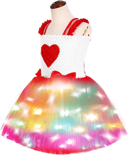 Vista 3 de Vestido de San Valentín para niñas, vestido de lazo con lentejuelas, vestido de corazón, vestido de fiesta de cumpleaños, vestido de niña