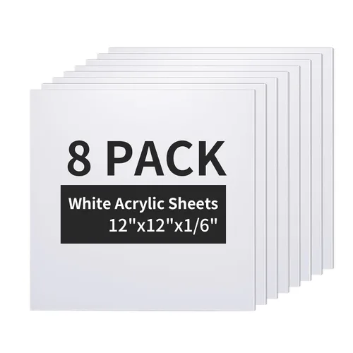 Vista 8 de PYD Life 4 unidades de hojas en blanco de acrílico para sublimación 12" x 12" blancas, 1/6" de grosor (4 mm) Placas de nombre personalizadas
