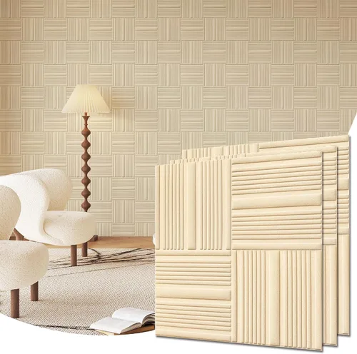 Vista 9 de Paneles de pared 3D de terciopelo para decoración de pared interior despegar y pegar, paneles de pared 3D con textura geométrica insonorizada