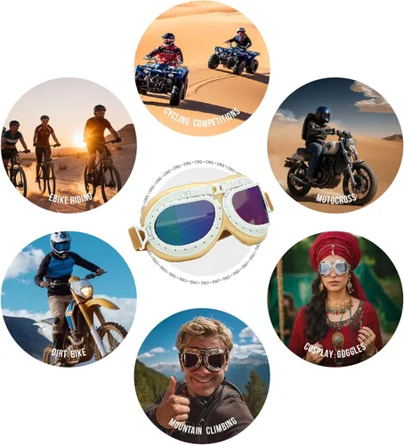 Vista 7 de CRG Sports Gafas de motocicleta estilo aviador vintage estilo piloto motocicleta crucero scooter gafas para hombre, mujer, adulto