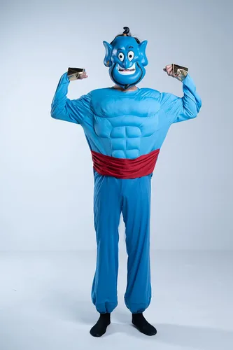 Vista 9 de Disfraz de Disguise del Genio de Aladdin de Disney con músculos para hombre