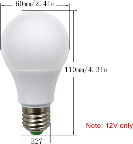 Vista 2 de Bombillas LED E26 de bajo voltaje de 12 V, 5 W, A19, bombilla estándar Edison con base de tornillo equivalente a 50 W, lámpara halógena blanca