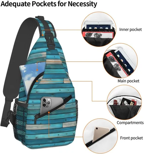 Vista 4 de Small Crossbody Bags for Women Men - Vintage Green Wood Grain Print Adjustable Shoulder Bag Fanny Packs Belt Sling Bag Crossbody Purses Backpack for