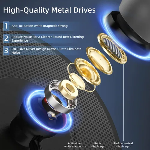 Vista 3 de Auriculares con cable con micrófono, paquete de 5, auriculares intrauditivos con estéreo de graves pesados, auriculares con cable con aislamiento