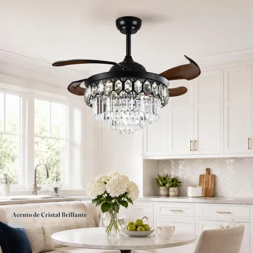 Vista 8 de Ventilador de techo de cristal moderno Fandian de 42 pulgadas con luces 3 - Capa de cristal