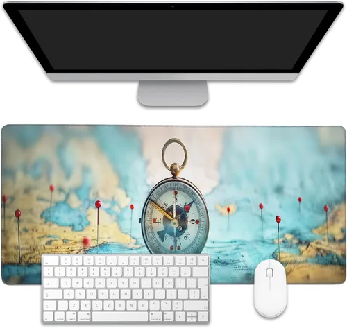 Vista 9 de Alfombrilla para mouse, estilo de línea de arte dorada abstracta para escritorio, almohadilla de escritorio con base antideslizante y borde cosido