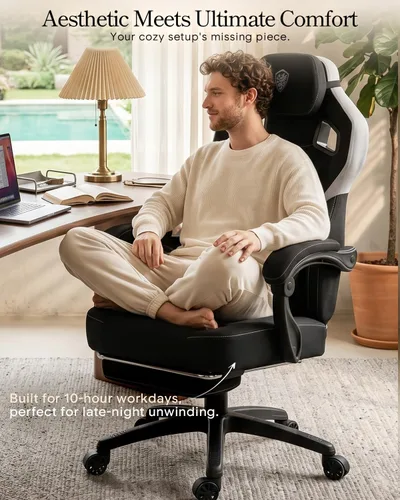 Vista 4 de Dowinx Big and Tall Gaming Chair with Footrest, Black