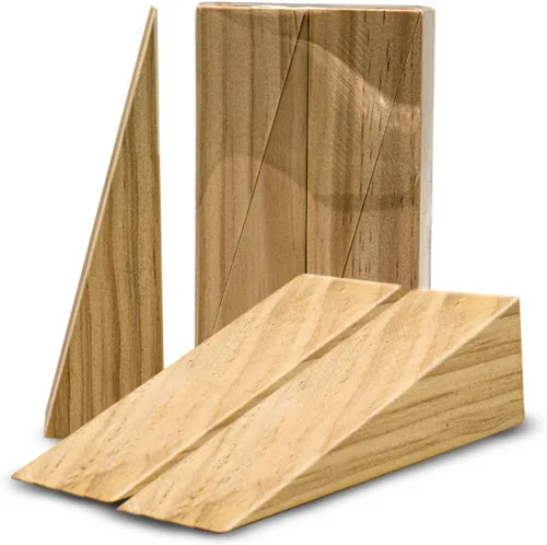 Vista 6 de Topes de puerta de madera, paquete de 3 cuñas de acacia para todos los pisos Madera de acacia hecha a mano, acabado de grano único, todo