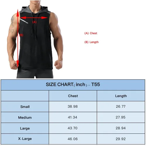 Vista 7 de Magiftbox T55N - Camiseta sin mangas para hombre, con capucha y corte atlético