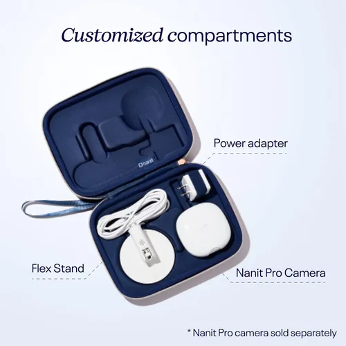 Vista 4 de Nanit Travel Case – Funda protectora de transporte con carcasa rígida para el monitor de bebés Nanit Pro y accesorio de viaje Multi-Stand, azul