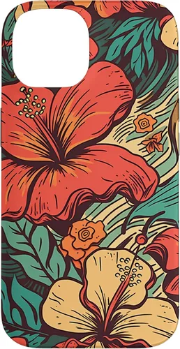 Vista 4 de iPhone 16 Vintage Hawaii Hibiscus Pattern Retro Tropical Hawaiian Case