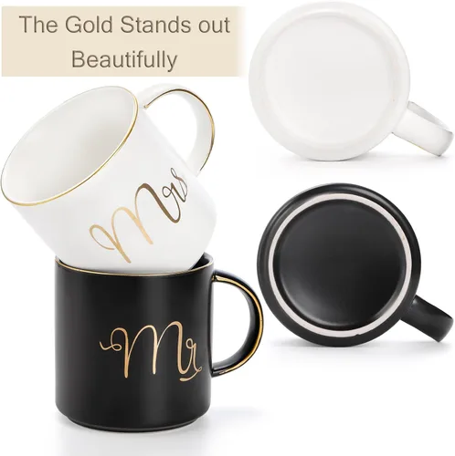 Vista 3 de Yesland Taza de café de cerámica de 12 onzas para parejas, regalo ideal para compromiso, aniversario, para él y ella, novia y novio, San Valentín