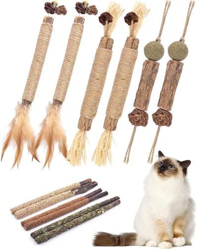 Vista 2 de TINDTOP Silvervine - Paquete de 15 palitos masticables naturales con hierba gatera para limpieza de dientes de gatitos, cuidado dental Matatabi