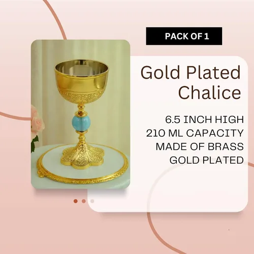 Vista 6 de REPLICARTZ Copa de cáliz chapada en oro de latón con orbe azul – Taza de comunión hecha a mano de 6.5 pulgadas para misa, tema del Santo Grial, copa