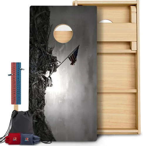 Vista 63 de CornholeGamesUSA Pro - Juego de tablas de Cornhole Fabricado en Estados Unidos Abedul báltico 3/4 Sin rebote Patas triples gruesas Dos 1