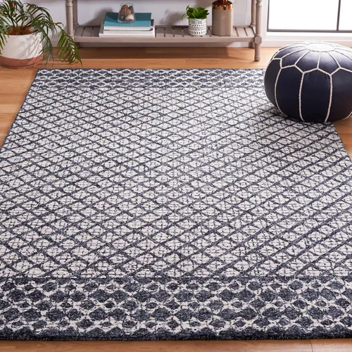 Vista 14 de SAFAVIEH Abstract Collection - Alfombra decorativa, 2 x 3 pies, azul y marfil, lana hecha a mano, ideal para zonas de alto tráfico en entrada, sala