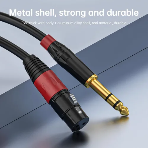 Vista 5 de Cable de interconexión equilibrado TRS a XLR 3M Pro de 1/4 de pulgada, XLR hembra a 1/4 de pulgada (0.250 in), adaptador de convertidor de audio