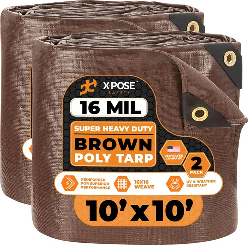 Vista 63 de Xpose Safety - Lona protectora de polietileno de 4 x 20 pies, 16 mil o 0.4mm de grosor, resistente y reforzada para evitar desgarros, resistente a