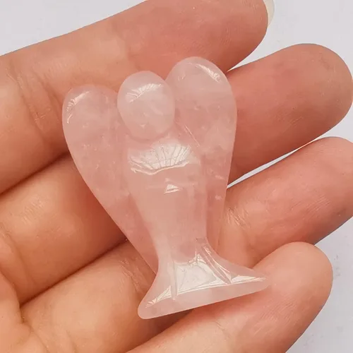 Vista 13 de Estatua de ángel guardián de oración de cristal curativo de labradorita negra natural, 1.5 pulgadas, tallado en bolsillo, figuras de piedra de palma