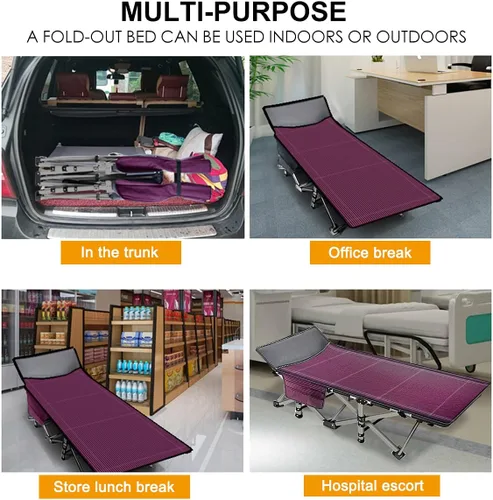 Vista 7 de Barbella Catre plegable para campamento, catre plegable para adultos, catre de dormir portátil con colchón plegable para exteriores, catres